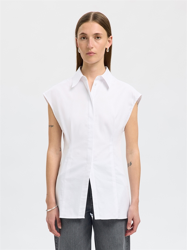 Selected Femme SlfFina Slim SS Shirt Bright White