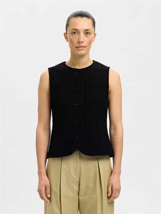 Selected Femme SlfDarla Knit Button Vest Black