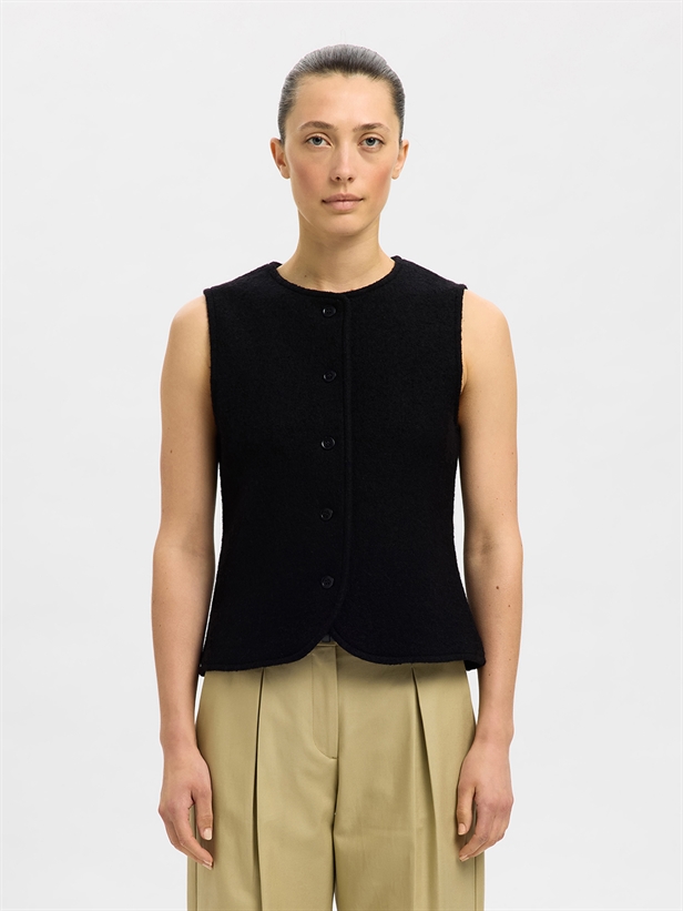 Selected Femme SlfDarla Knit Button Vest Black