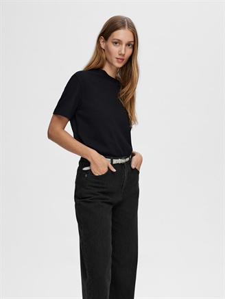 Selected Femme SlfEssential SS Boxy Tee Black