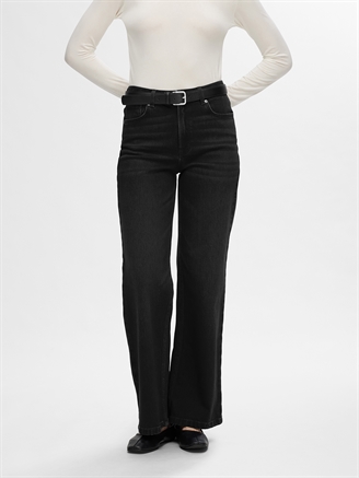 Selected Femme SlfAlice HW Wide Long Black Jeans Black Denim