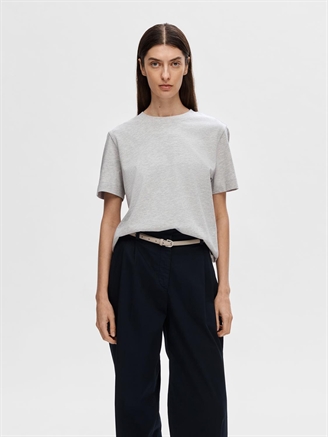 Selected Femme SlfEssential SS Boxy Tee Light Grey Melange