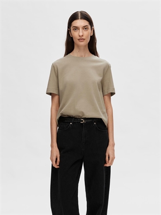 Selected Femme SlfEssential SS Boxy Tee Greige
