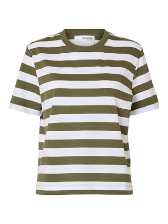 Selected Femme SlfEssential SS Striped Boxy Tee Kalamata