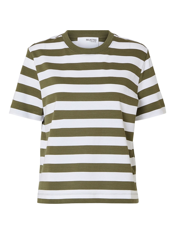 Selected Femme SlfEssential SS Striped Boxy Tee Kalamata