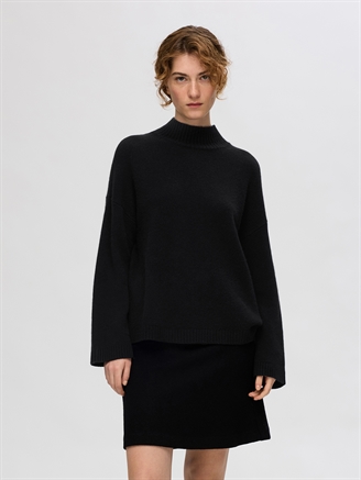 Selected Femme SlfCille LS Knit High Neck Black