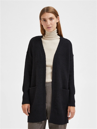 Selected Femme SlfLulu New LS Knit Long Cardigan Black