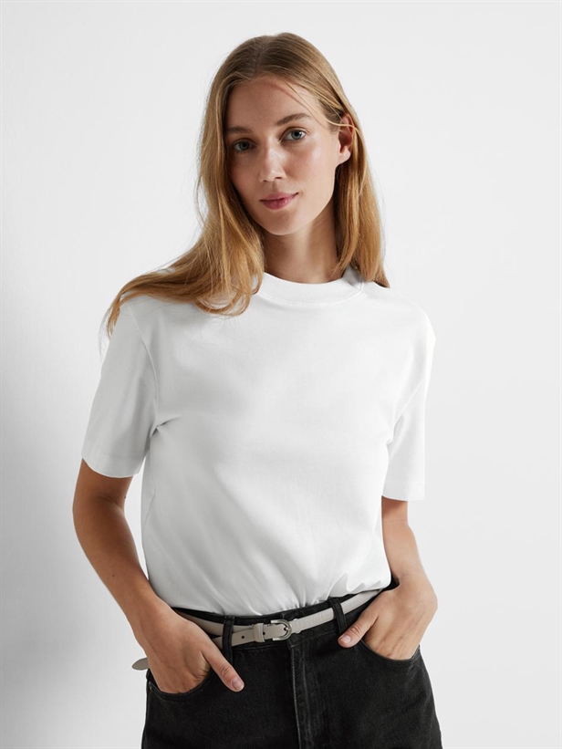 Selected Femme SlfRelax Colwoman SS Mock Neck Tee Bright White