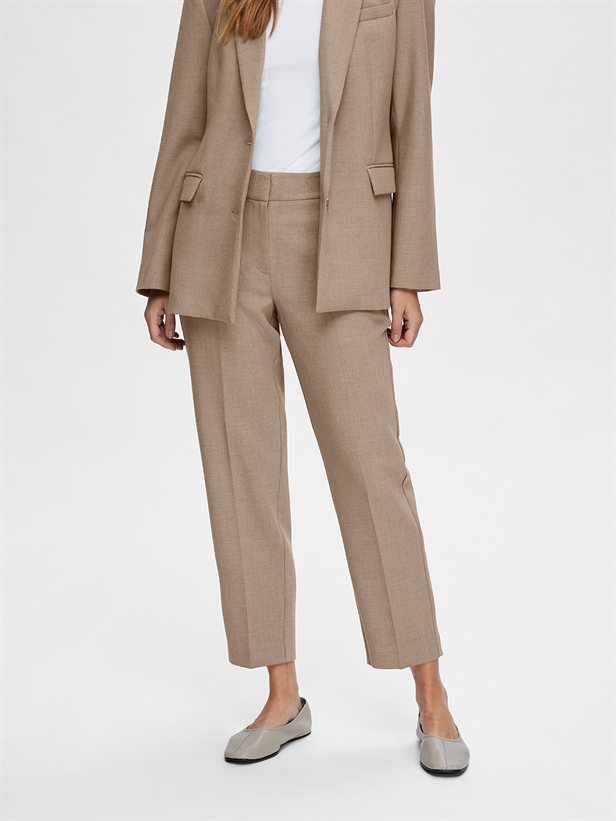 Selected Femme SlfRita-Ria MW Crop Pant Camel Melange