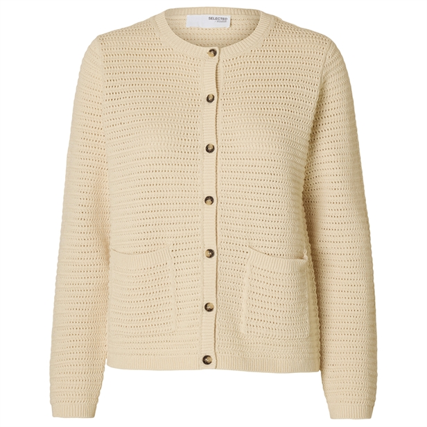 Selected Femme SlfVinna LS Structure Knit Cardigan Birch