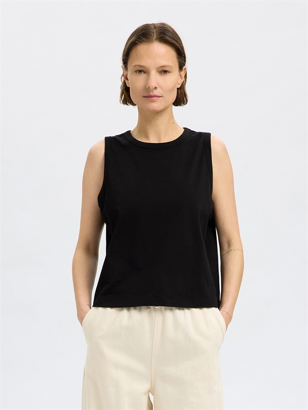 Selected Femme SlfEssential SL Boxy Tank Top Black