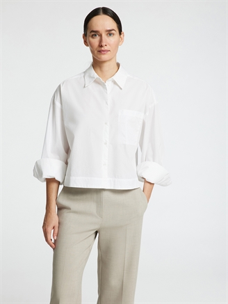 Selected Femme SlfAstha LS Cropped Boxy Shirt Snow White