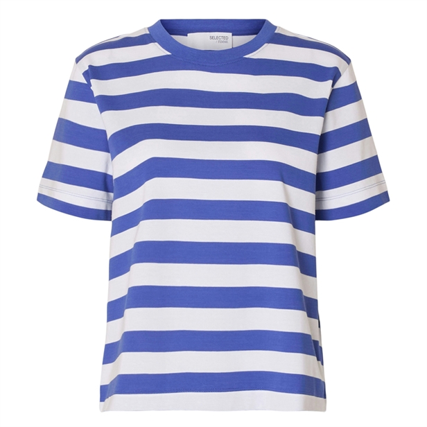Selected Femme SlfEssential SS Striped Boxy Tee Dazzling Blue/Bright White