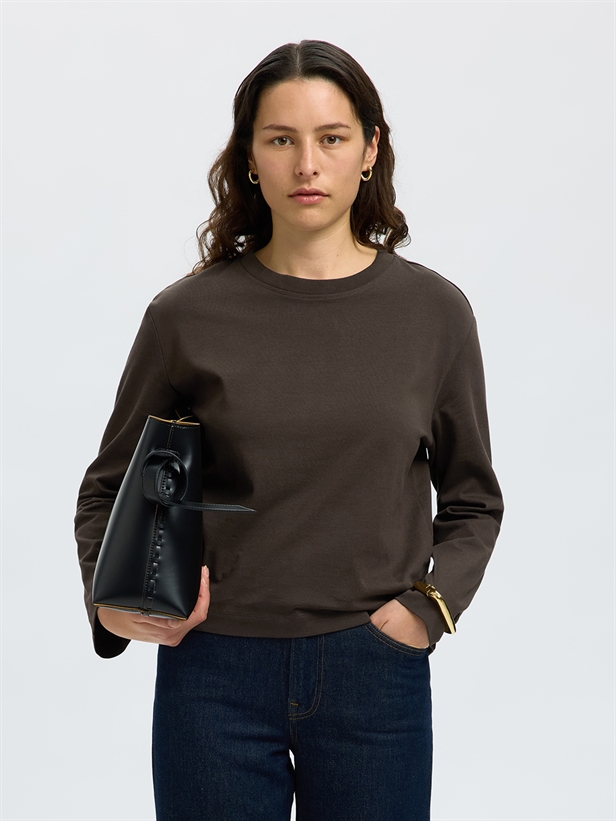 Selected Femme SlfEssential LS Boxy Tee Delicioso