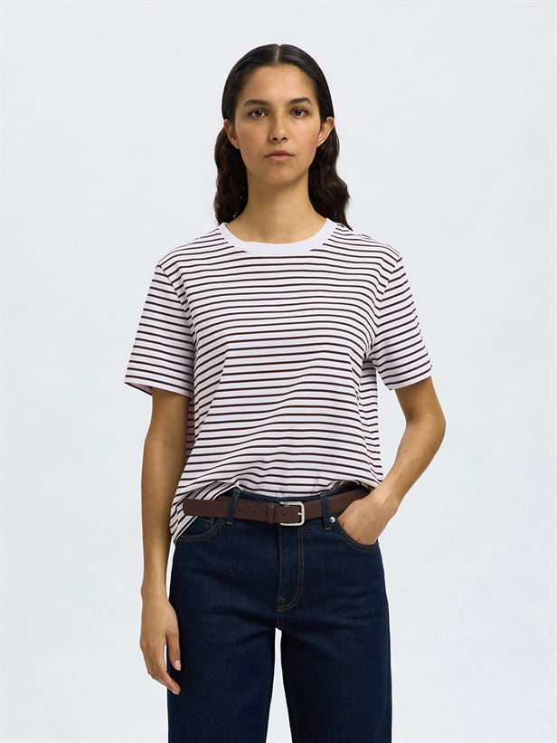 Selected Femme SlfEssential SS Striped Boxy Tee Delicioso