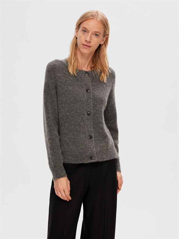 Selected Femme SlfLulu LS Knit Short Cardigan Medium Grey Melange