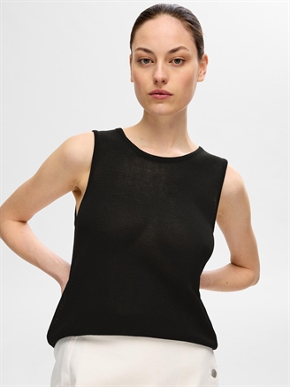 Selected Femme SlfMoon Sus SL Knit Top Black