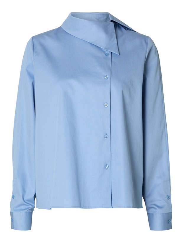 Selected Femme SlfNelina LS Buttonned Cotton Shirt Endless Sky