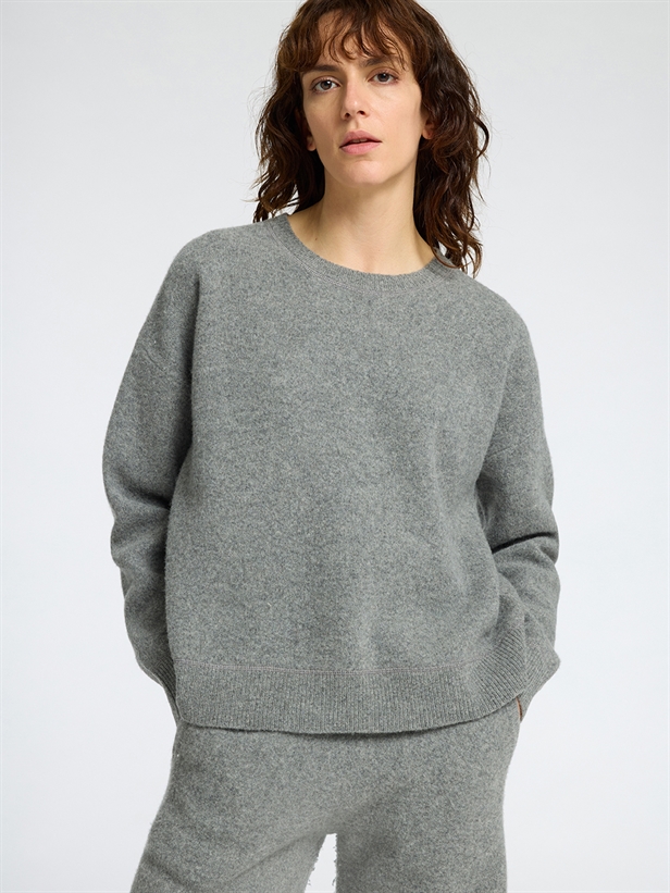 Selected Femme SlfNukki LS Knit O-Neck Medium Grey Melange