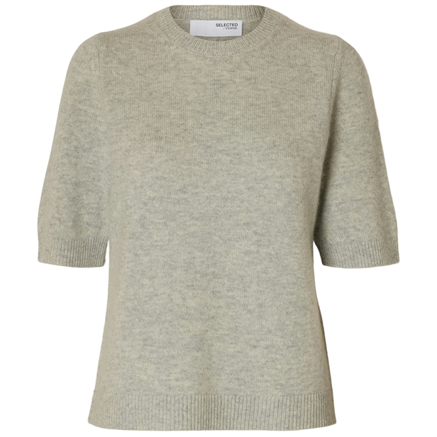 Selected Femme SlfCille 2/4 Knit O-Neck Light Grey Melange