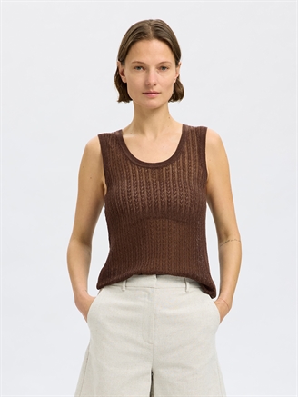 Selected Femme SlfHennah SL Knit Structure Top Chestnut