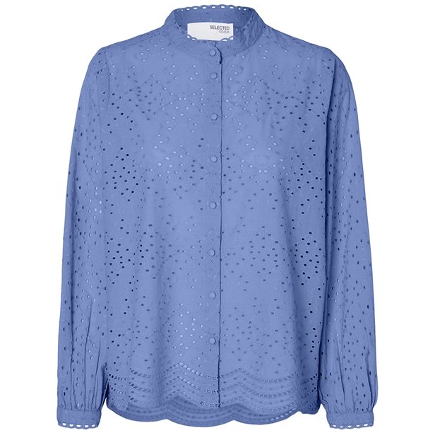 Selected Femme SlfTatiana L/S Embr Shirt Cornflower Blue