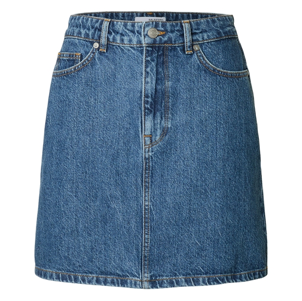 Selected Femme SlfHarper HW Short Skirt Medium Blue Denim