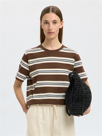 Selected Femme SlfBoxy-Luma SS O-Neck Tee Chestnut