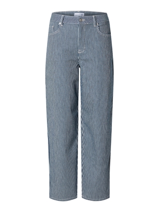 Selected Femme SlfBella-Myra HW Stripe Barrel Jeans Medium Blue Denim