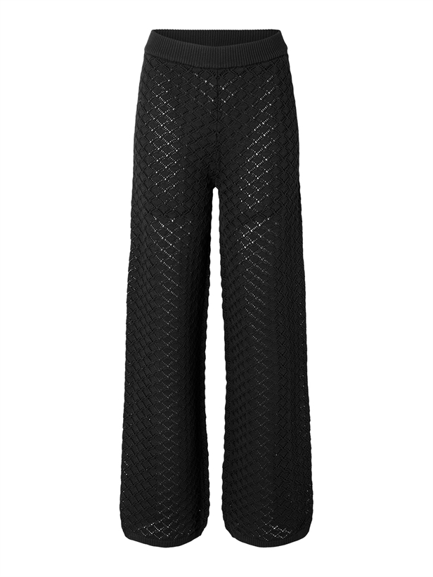 Selected Femme SlfFrida HW Structure Knit Pants Black