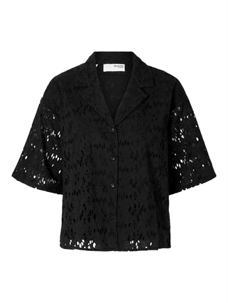 Selected Femme SlfSonora 2/4 Broderi Shirt Black