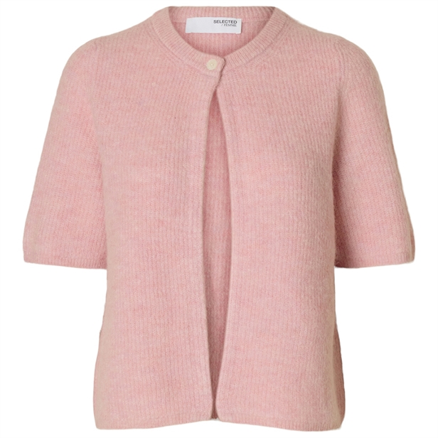 Selected Femme SlfSia Ras 2/4 Rib Knit Cardigan Bleached mauve