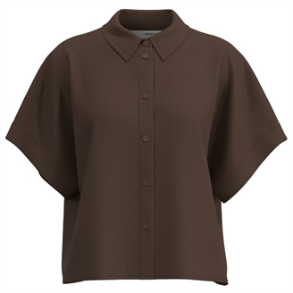 Selected Femme SlfViva SS Cropped Sun Shirt Chestnut
