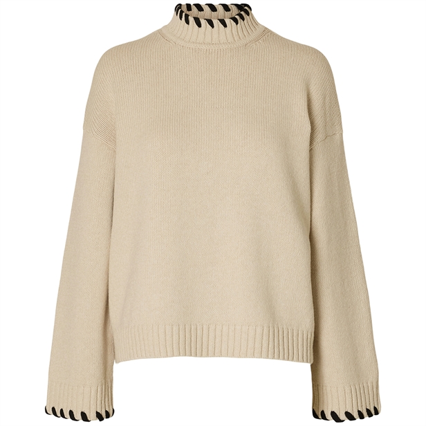 Selected Femme SlfJilli LS Knit Detail High Neck Birch