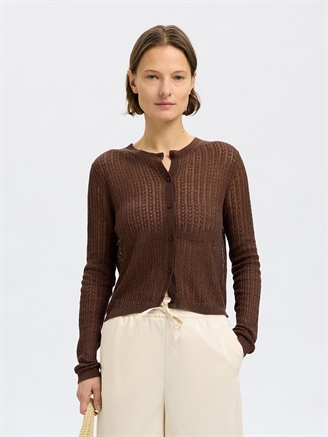 Selected Femme SlfHennah LS Knit Cardigan Chestnut