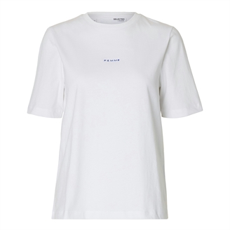 Selected Femme SlfSigne-Hankie SS O-Neck Tee Bright White/Dazzling Blue