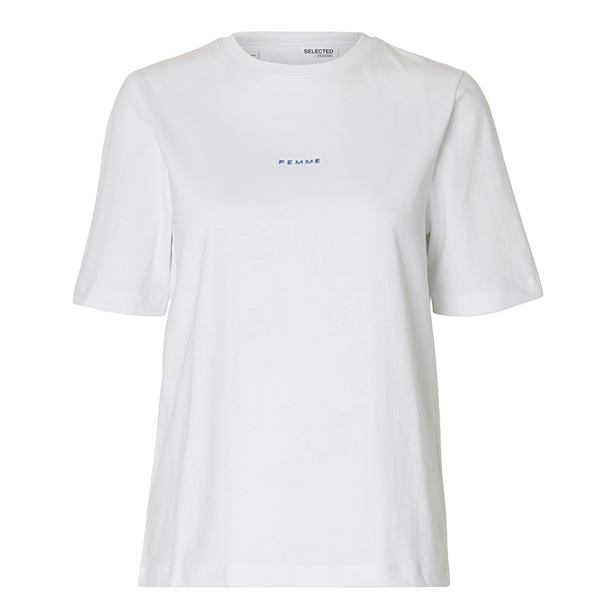 Selected Femme SlfSigne-Hankie SS O-Neck Tee Bright White/Dazzling Blue