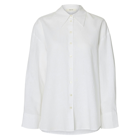 Selected Femme SlwCleo Oversize Linen Blend Shirt Bright White