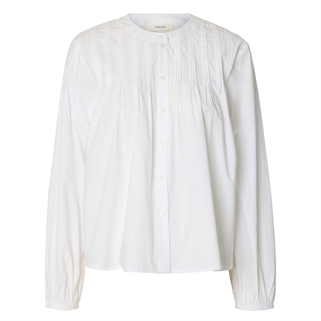 Selected Femme SlwDelia Reg LS Pintuck Shirt Bright White