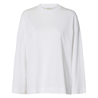 Selected Femme SlfColwoman LS Oversized Tee Bright White
