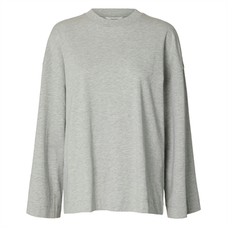 Selected Femme SlfColwoman LS Oversized Tee Light Grey Melange