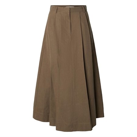 Selected Femme SlwTalia HW Ankle Skirt Chocolate Chip