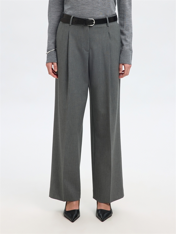 Selected Femme SlfWide-Rita Lano MW Pant Medium Grey Melange