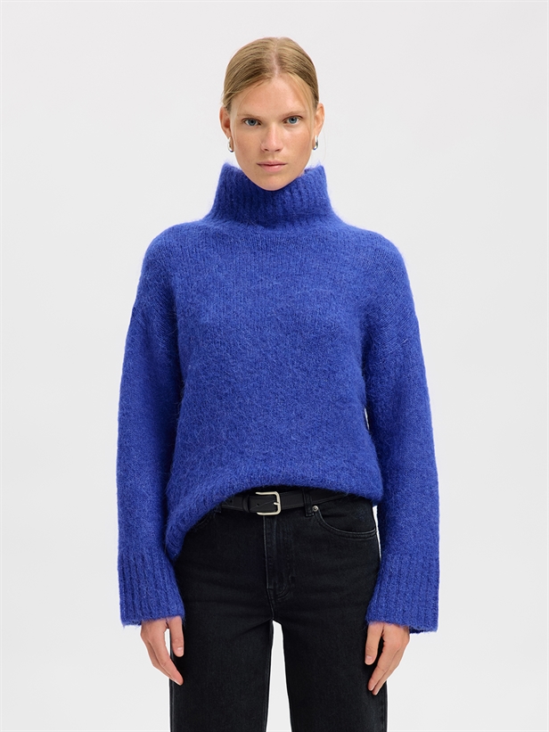 Selected Femme SlfGabriella LS Knit High Neck Dazzling Blue