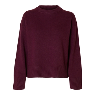 Selected Femme SlfCille Cashmere Blend LS Knit O-Neck Fig