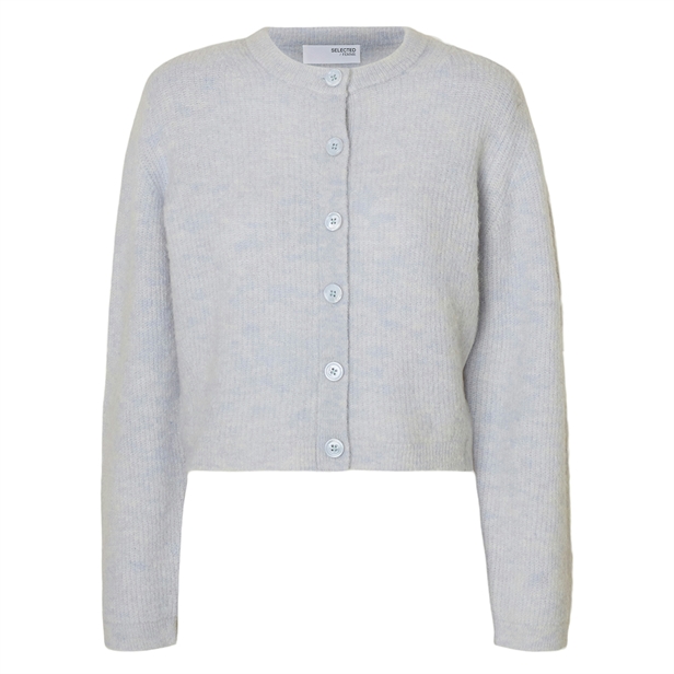 Selected Femme SlfSia Ras LS Knit Cropped Cardigan Ancient Water