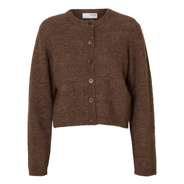 Selected Femme SlfSia Ras LS Knit Cropped Cardigan Fungi