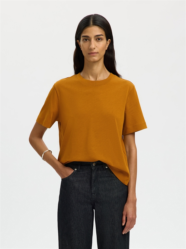 Selected Femme SlfEssential SS Boxy Tee Golden Brown