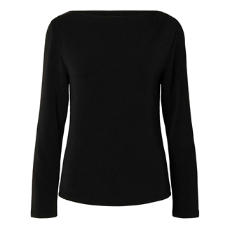 Selected Femme SlfTenny LS Draped Boatneck Top Black