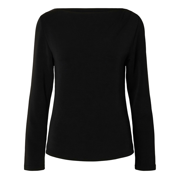 Selected Femme SlfTenny LS Draped Boatneck Top Black